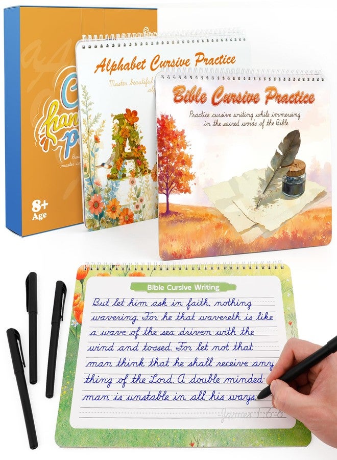 Zazopup Grooved Cursive Handwriting Workbook for Kids 5-12 & Adults,Reusable Magic Practice Books with Disappearing Ink Pens,Grooved Kids Writing Book Cursive Workbook with Words Letters Bible Verses Sentence - Image 1
